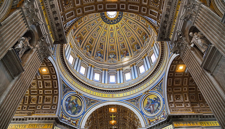 купол, религия, Ватикан, собор святого петра, фрески, HD обои