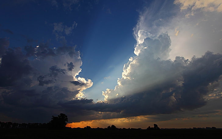 하늘의 광경-밤하늘 HD 벽지, 후광 구름, HD 배경 화면