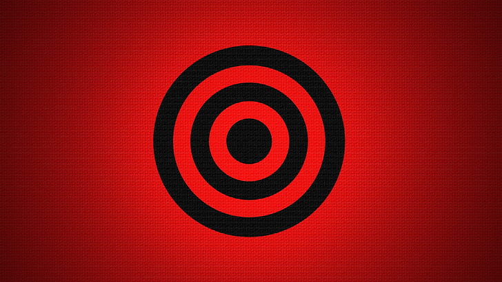 konstverk, cirkel, minimalism, digital konst, röd bakgrund, röd, HD tapet