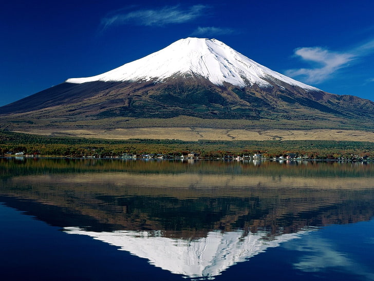 Mountain, Fudzhi, Volcano, Japan, Lake, HD wallpaper