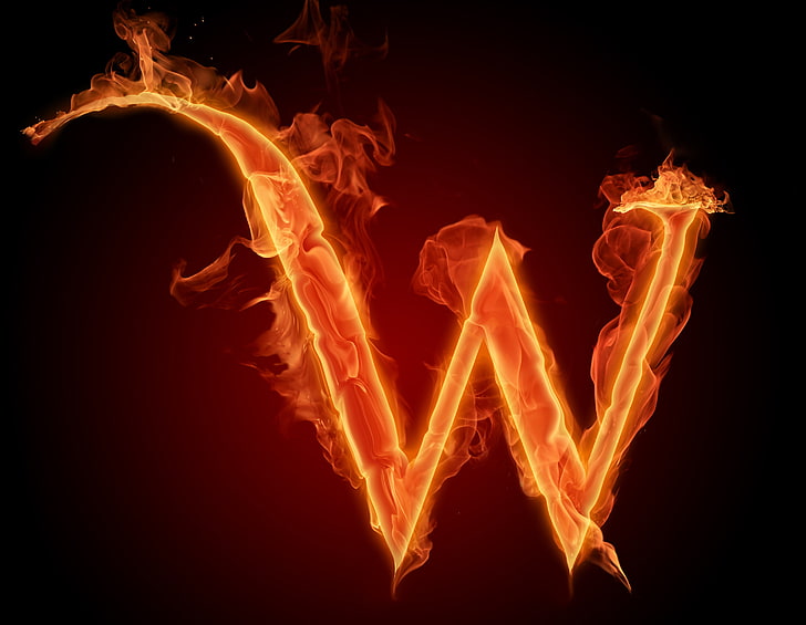 ตัวอักษรสีแดง W ภาพตัดปะไฟเปลวไฟตัวอักษร Litera, วอลล์เปเปอร์ HD