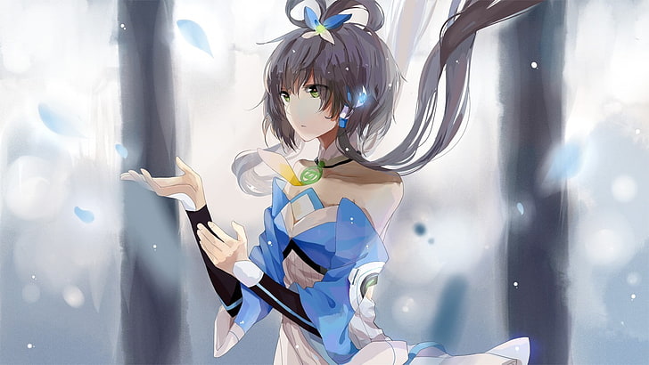 anime girls, green eyes, Luo Tianyi, Vocaloid, anime, HD wallpaper