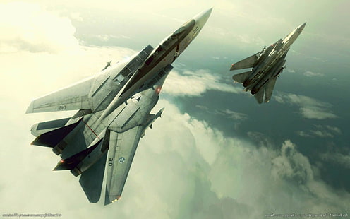 Ace Combat, Ace Combat 5: The Unsung War, F 14 Tomcat, video games, HD wallpaper HD wallpaper