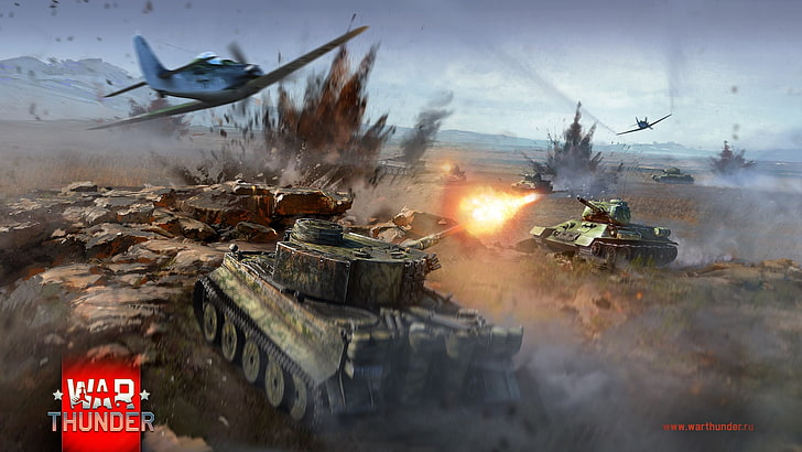 War Thunder, tank, airplane, Tiger I, T-34, Gaijin Entertainment, Focke-Wulf Fw 190, video games, HD wallpaper