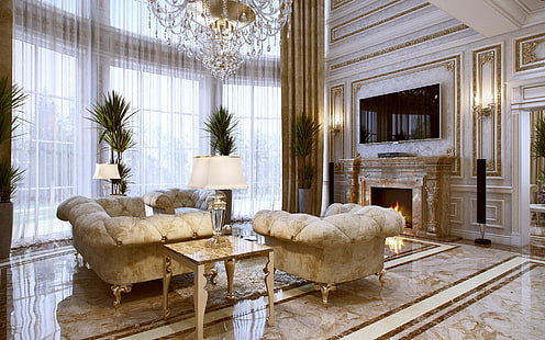 house, furniture, Villa, interior, luxury, living room, HD wallpaper HD wallpaper