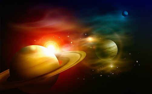 Анимирано пространство, тапет на слънчевата система, 3D, Космос, цветно, HD тапет HD wallpaper