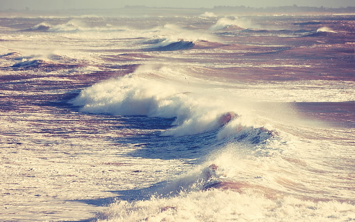 sea, waves, nature, HD wallpaper