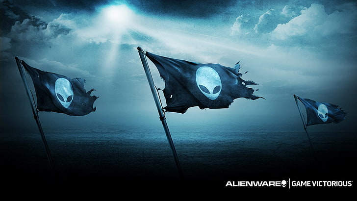 Alienware, komputer, permainan PC, bendera, Wallpaper HD