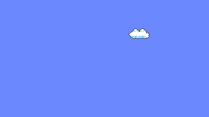 Super Mario, Super Mario Bros., video games, pixel art, pixels, clouds, clear sky, minimalism, HD wallpaper