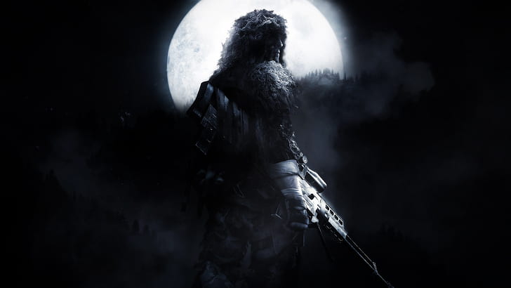 Sniper: Ghost Warrior Sniper Moon Rifle HD, videospel, måne, krigare, spöke, gevär, prickskytt, HD tapet
