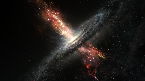 супермасивна черна дупка, черни дупки, космос, звезди, галактика, разрушение, произведения на изкуството, HD тапет HD wallpaper