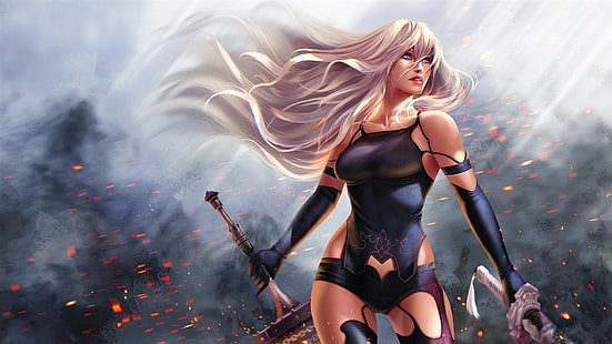 لعبة فيديو ، NieR: Automata ، خيال ، فتاة ، شعر طويل ، محارب ، سلاح ، شعر أبيض ، امرأة ، YoRHa Type A رقم 2، خلفية HD HD wallpaper