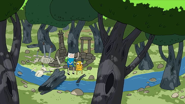 Adventure Time, Finn the Human, Jake the Dog, landscape, HD wallpaper