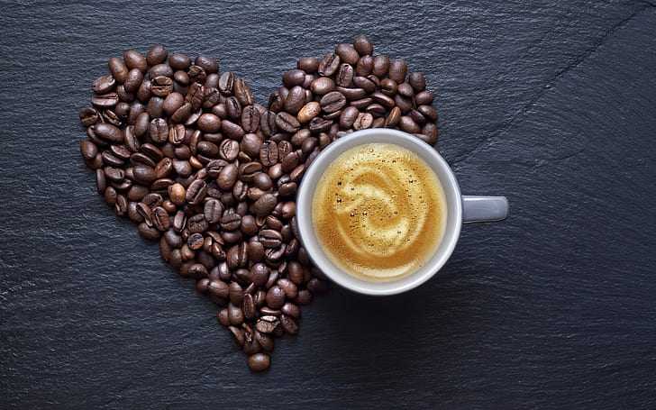อาหารเครื่องดื่มกาแฟและเมล็ดกาแฟถั่วลิสงสีน้ำตาลแก้วเซรามิกสีขาวพร้อมกาแฟอาหารเครื่องดื่มกาแฟถั่ว, วอลล์เปเปอร์ HD