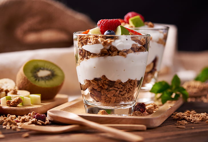 Lebensmittel, Obst, Joghurt, Kiwi (Obst), HD-Hintergrundbild