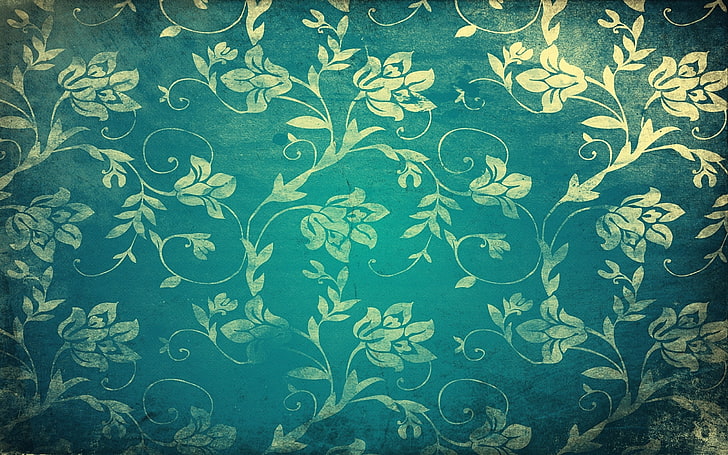 ilustrasi bunga hijau dan krem, pola, latar belakang, tekstur, lampu, Wallpaper HD