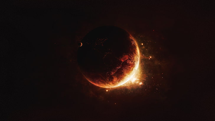 Solar Eclipse тапет, планета, Земя, космическо изкуство, космос, дигитално изкуство, HD тапет