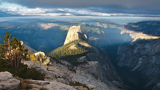 Yosemite Ulusal Parkı, Half Dome, doğa, manzara, vadi, dağlar, ABD, HD masaüstü duvar kağıdı HD wallpaper