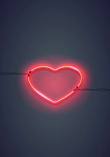 hjärta, bakgrundsbelysning, neon, HD tapet HD wallpaper