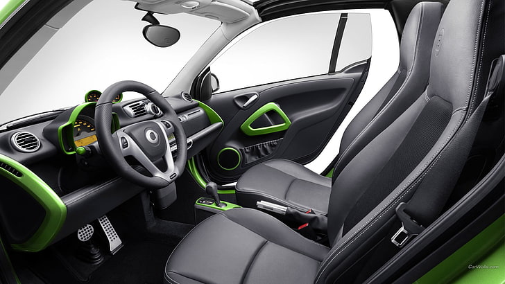 black and gray steering wheel, car, Smart Brabus, electric car, Brabus, HD wallpaper