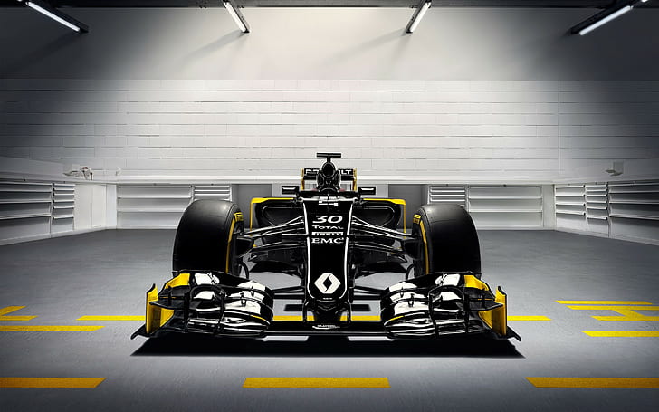 Renault, Formula 1, race cars, yellow, black, HD wallpaper