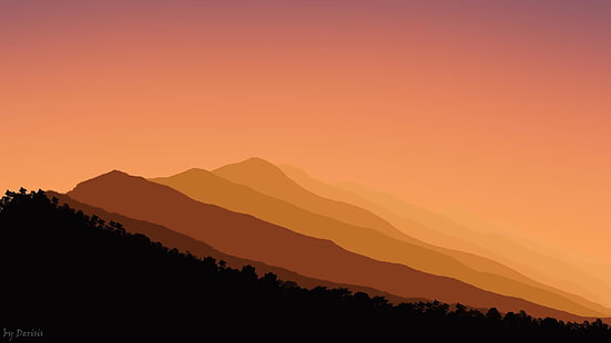 minimalisme, nature, coucher de soleil, vallée, minimaliste, Fond d'écran HD HD wallpaper