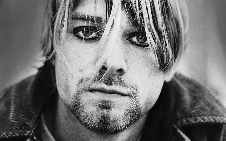 Herren Graustufenjacke, Kurt Cobain, Nirvana, Fäkalien, HD-Hintergrundbild
