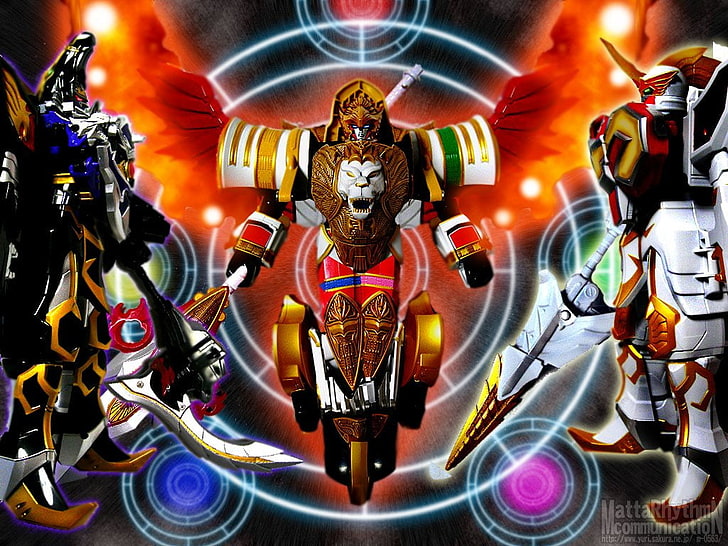 three Power Rangers robots digital wallpaper, TV Show, Power Rangers, HD wallpaper