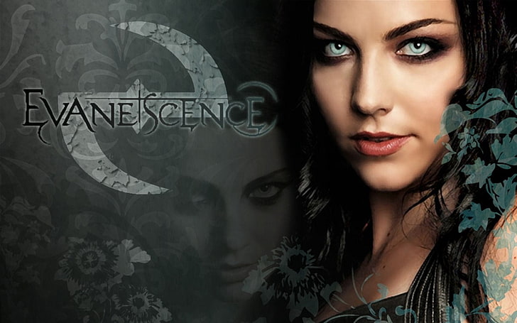 Evanescence tapeter, evanescence, bokstäver, ansikte, hår, ögon, HD tapet