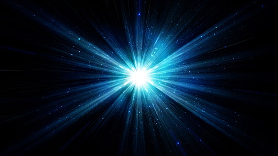 blauer und schwarzer heller Strahl, Minimalismus, digitale Kunst, Sterne, Supernova, schwarzer Hintergrund, blau, HD-Hintergrundbild HD wallpaper