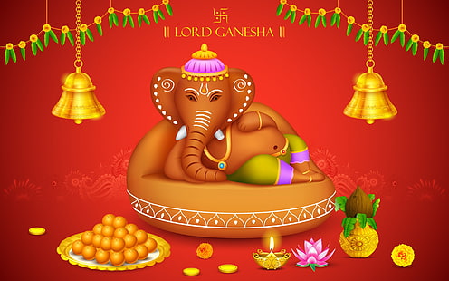 Ganesh Chaturthi Decoración, Lord Ganesha, Festivales / Fiestas, Ganesh Chaturthi, festival, fiesta, Fondo de pantalla HD HD wallpaper