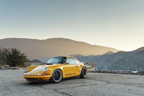 coupé gialla, 911, Porsche, Singer, 2015, Targa, Sfondo HD HD wallpaper