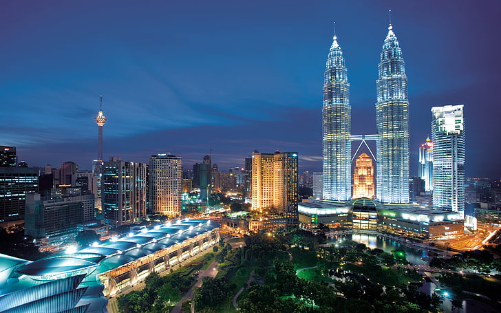 Kuala Lumpur w nocy Malezja Desktop Hd Tapeta, Tapety HD