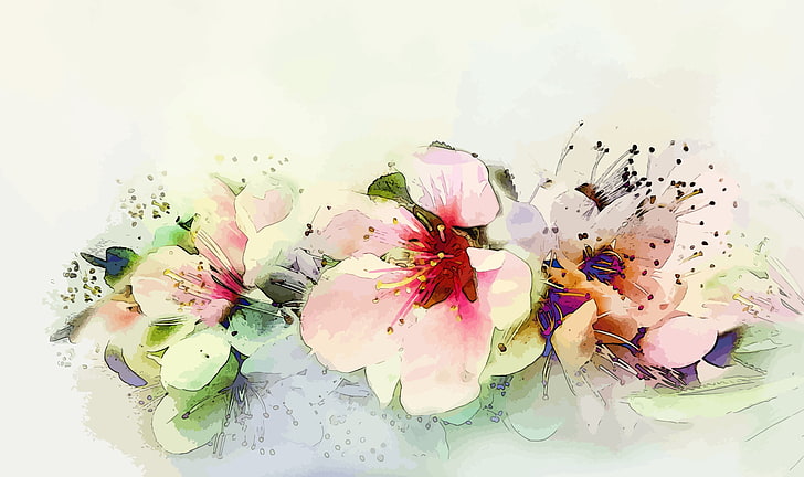 several assorted-color flowers painting, flowers, texture, the colors of the rainbow, HD wallpaper
