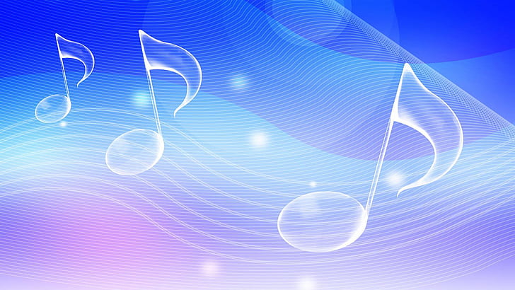 Notas musicales, azul, ondas, ilustración de nota musical, notas musicales, azul, ondas, Fondo de pantalla HD