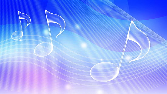 Music Notes, Blue, Waves, musical note illustration, music notes, blue, waves, HD wallpaper HD wallpaper