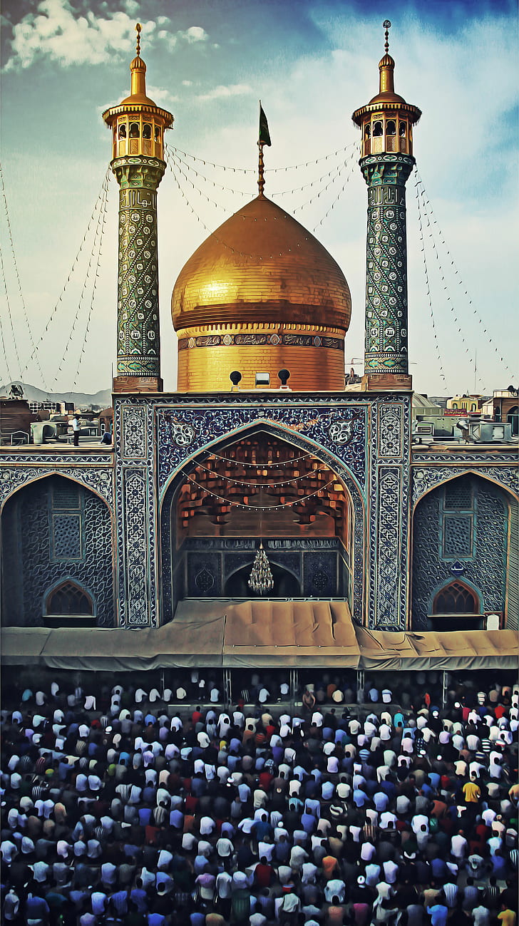 Иран, исламская архитектура, золото, мечеть, HD обои, телефон обои
