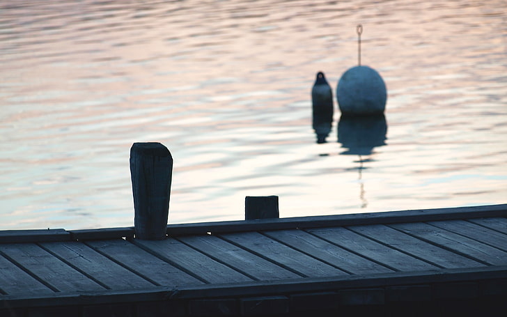 water, wharf, pier, sunset, buoy, HD wallpaper