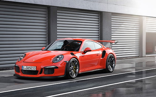 cupê vermelho, Porsche, Porsche 911 GT3 RS, Porsche 911, carros vermelhos, HD papel de parede HD wallpaper