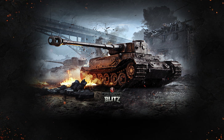 Плакат World of Tanks Blitz, мир танков блиц, сетка варгеймов, мир танков, тигр, HD обои