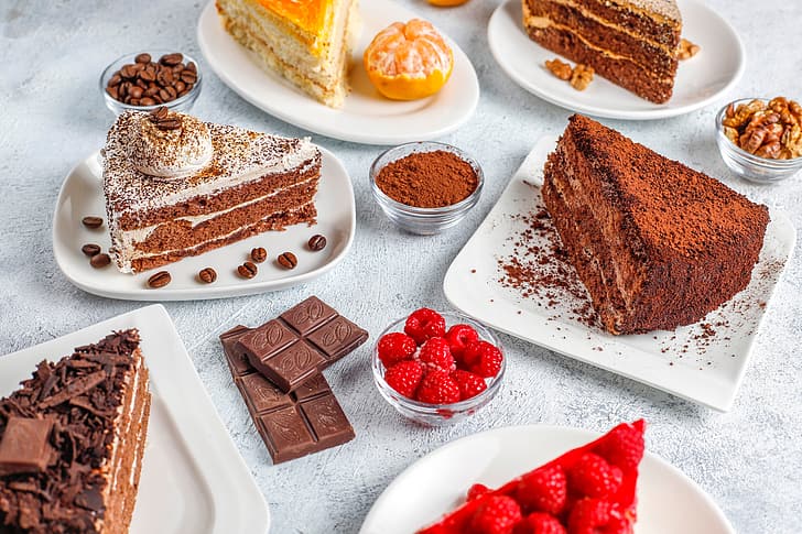beri, raspberry, cokelat, kue cake, Wallpaper HD