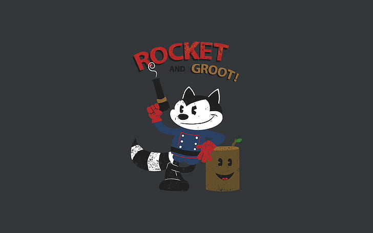 Guardians of the Galaxy Marvel Groot Rocket Raccoon HD, ракета и илюстрация, филми, на, чудо, галактика, ракета, пазители, миеща мечка, groot, HD тапет