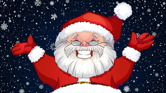 눈, 미소, 얼굴, 크리스마스, 의상, 눈송이, 배경, 새 해, 산타, 수염, 휴일, 산타 클로스, 클라우스, 할아버지, 할아버지, HD 배경 화면 HD wallpaper