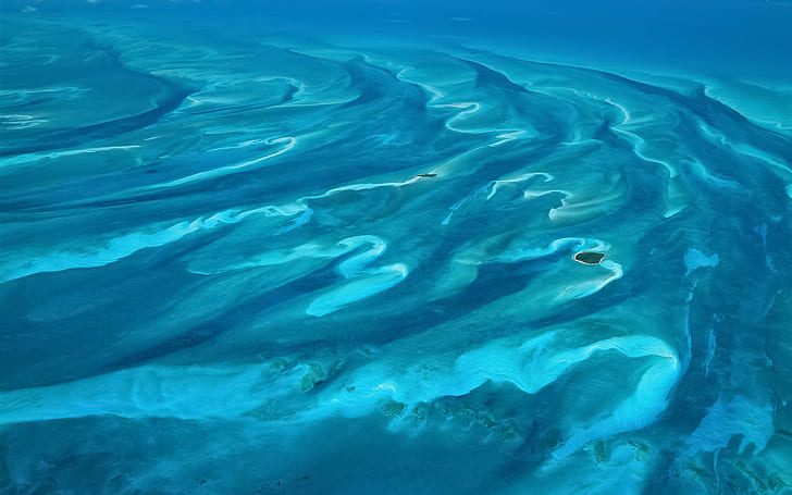 aerial, Bahamas, water, sea, nature, HD wallpaper