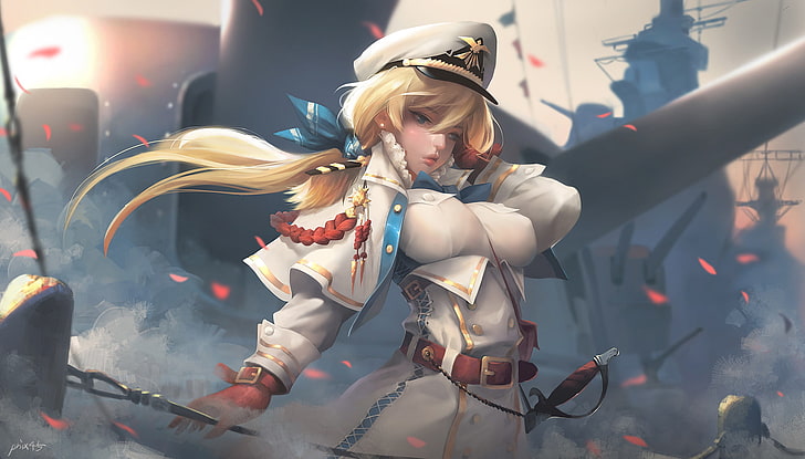 sword, uniform, hat, blonde, HD wallpaper