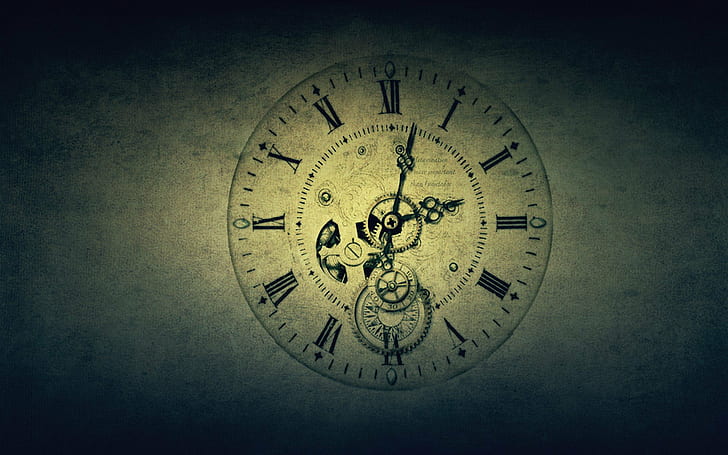 นาฬิกามือ clockworks ตัวเลขโรมันวินเทจนาฬิกาเวลาเกียร์ข้อความสกรูไล่ระดับสี, วอลล์เปเปอร์ HD