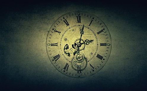hand clocks clockworks vintage roman numerals watch time gears text screw gradient, HD wallpaper HD wallpaper