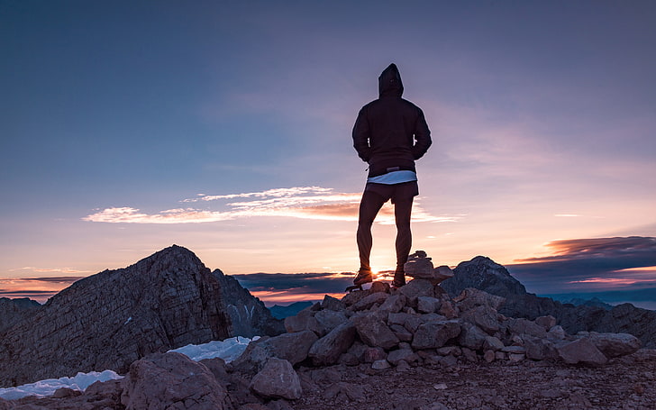 Sunrise alpinisme extérieur homme sport 4K HD, Fond d'écran HD
