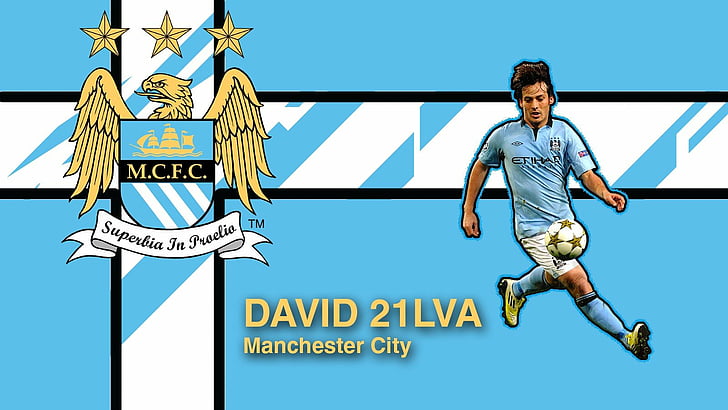 blue, city, david, football, league, manchester, player, premier, silva, HD wallpaper