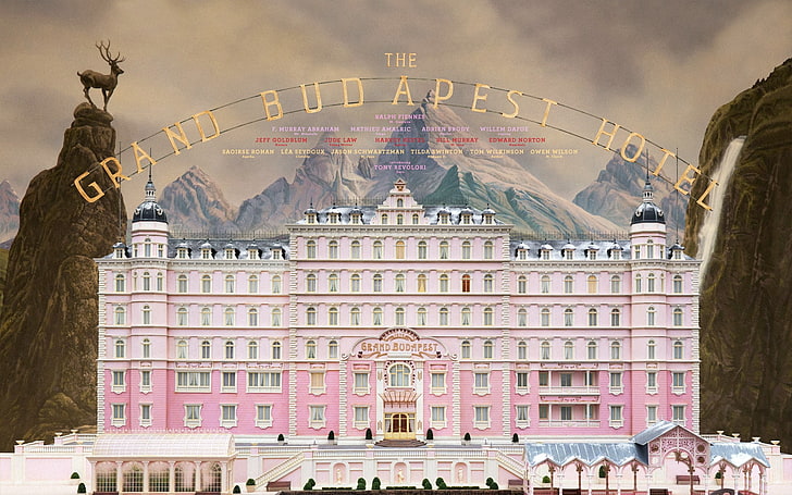 Плакат отеля Grand Bud Apest, отель Grand Budapest, Гюстав, Хенкельс, Ральф Файнс, Эдвард Нортон, HD обои